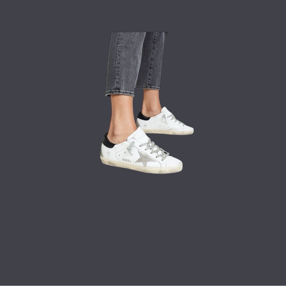 Golden Goose White and Black Athletic Shoes